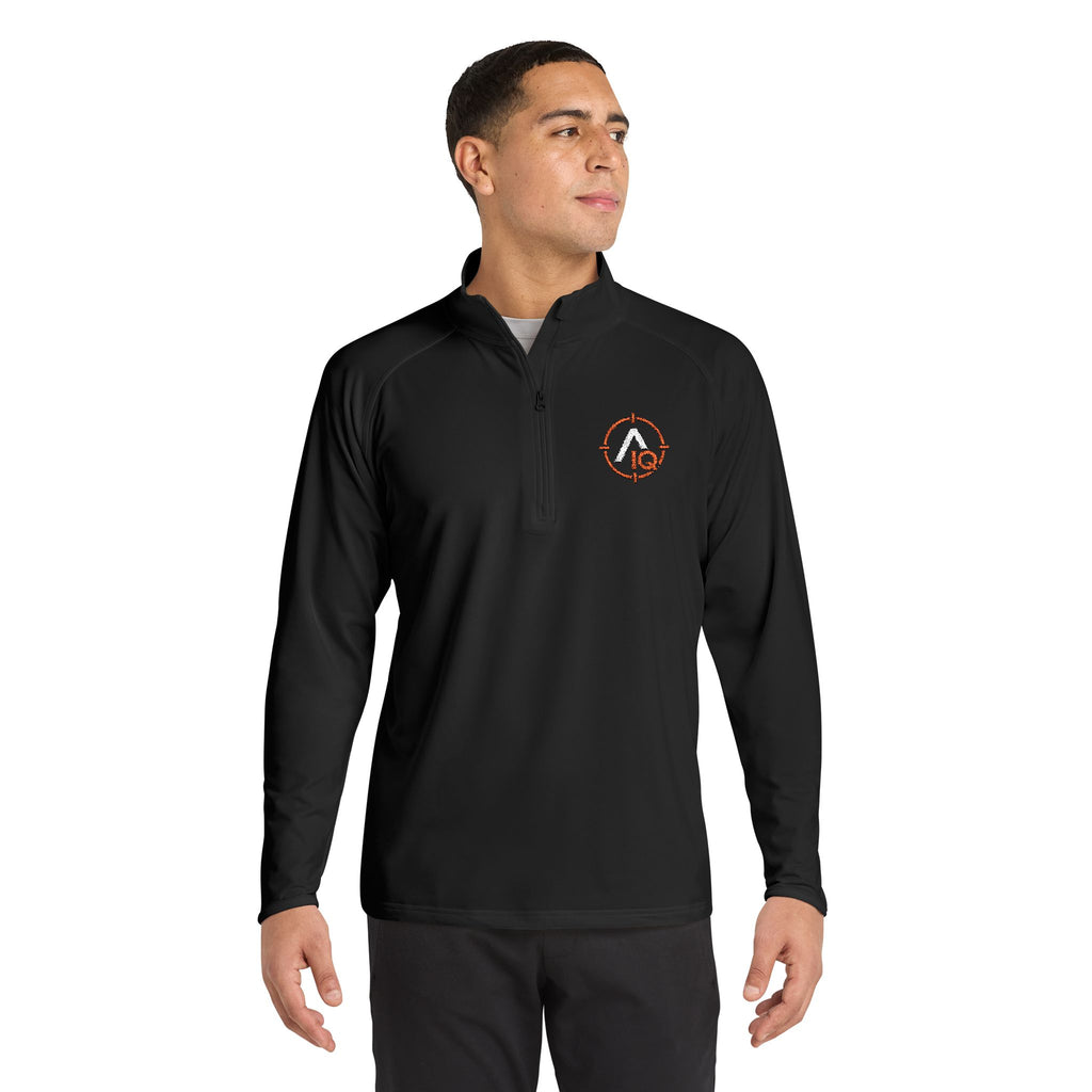 Embroidered Black Quarter-Zip Pullover